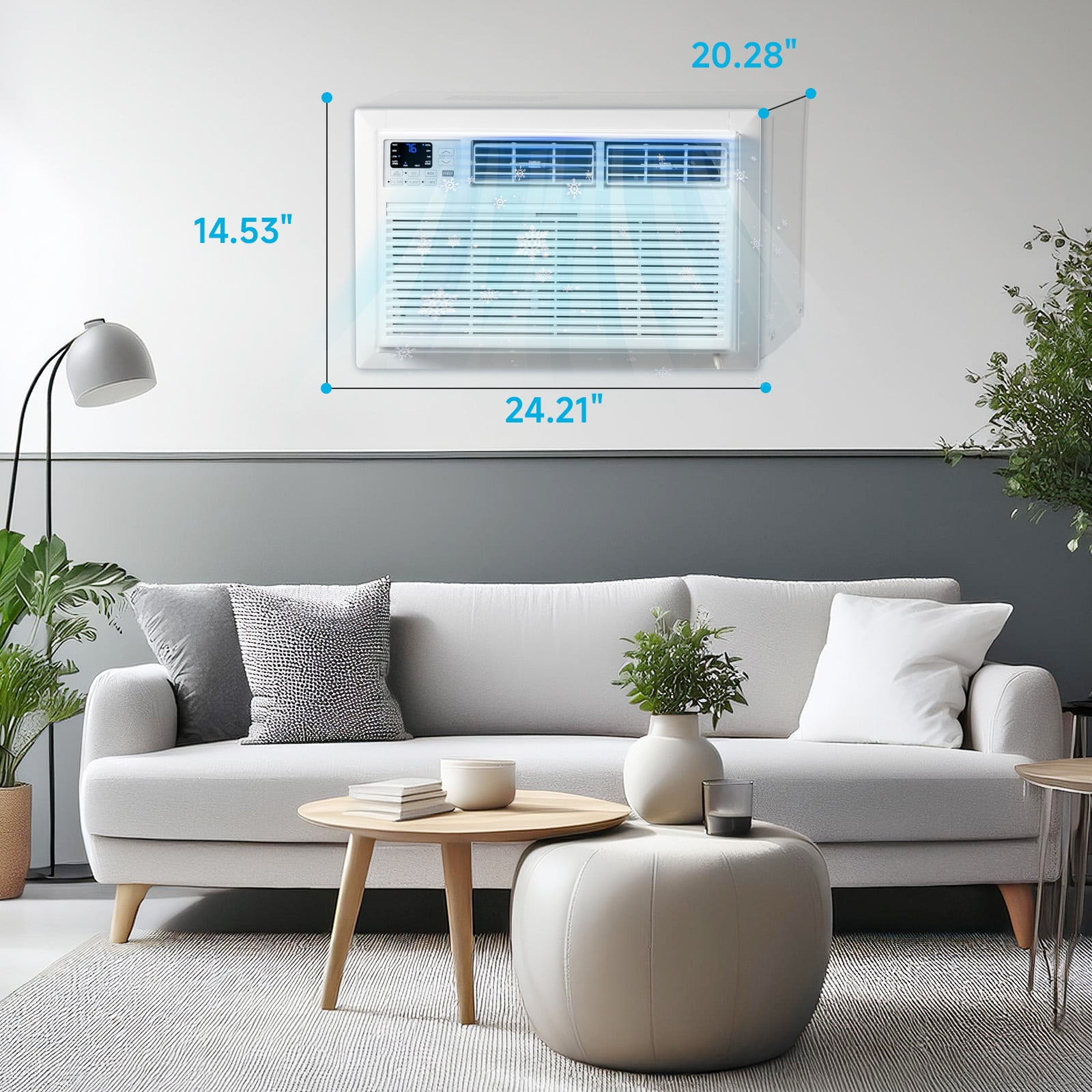 Ktaxon 8000 BTU Through the Wall Air Conditioner with Remote & App Control, Energy Saving Wall AC Unit with Timer for Bedroom, Living Room, Apartment, Dorm up to 350 Square Feet, 115V/60Hz