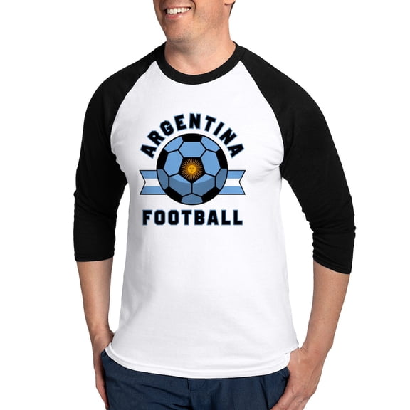 CafePress - Argentina Football Baseball Jersey - Cotton Baseball Jersey, 3/4 Raglan Sleeve Shirt