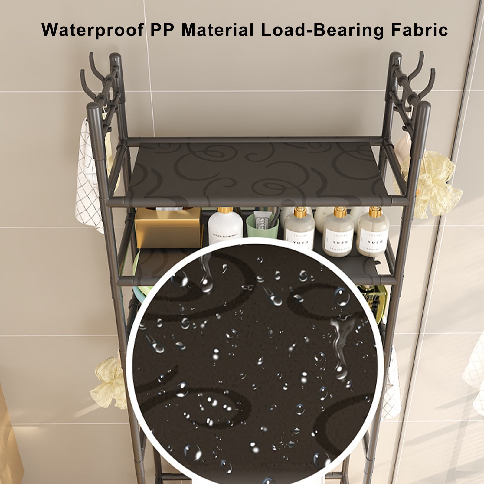 Over Toilet Storage Rack 3-Tier Bathroom Organizer Shelf,Metal Over The Toilet Storage Cabinet with Paper Holder and Hooks,Freestanding Space Saver, 18.5inx9.84inx63in