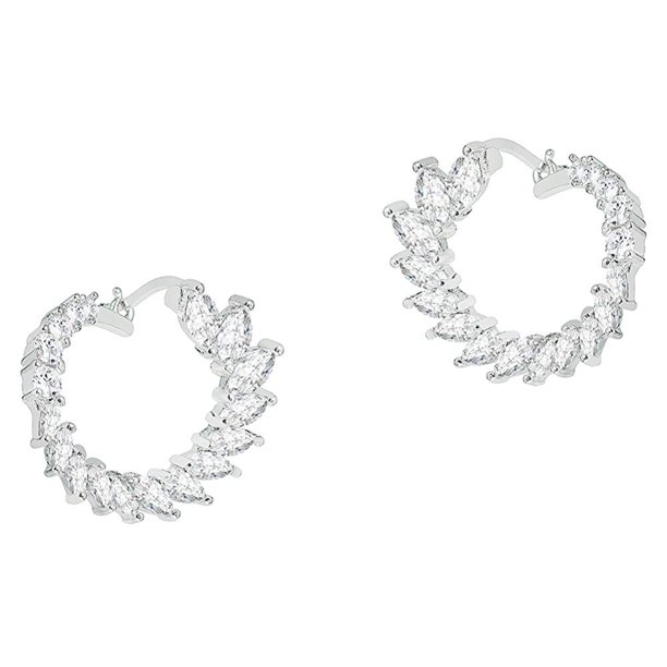 Cate & Chloe - Adelyn 18k White Gold CZ Crystal Sideways Hoop Earrings ...