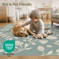 thumbnail image 4 of ODIKA 4'x6' Sage Green Botanical Floral Vine Tufted Washable Area Rug Whimsical Folk Art Scattered Motif Layout With Delicate Branch Pet Friendly, Non-Shedding for Bedroom, Reading Nook, 4 of 7