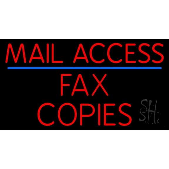 Mail Access Fax Copies LED Neon Sign 20 x 37 - inches, Clear Edge Cut Acrylic Backing, with Dimmer - Bright and Premium built indoor LED Neon Sign for Computer & Electronics store decor.