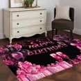 thumbnail image 3 of Area Rug for Living Room, Happy Birthday Pink Non-Slip Indoor Large Carpet for Bedroom/Dining Room, Gifts Balloons Goblet Glitter Ribbons Black Washable Low-Profile Floor Mat Runner Rugs - 3 x 5 Ft, 3 of 8