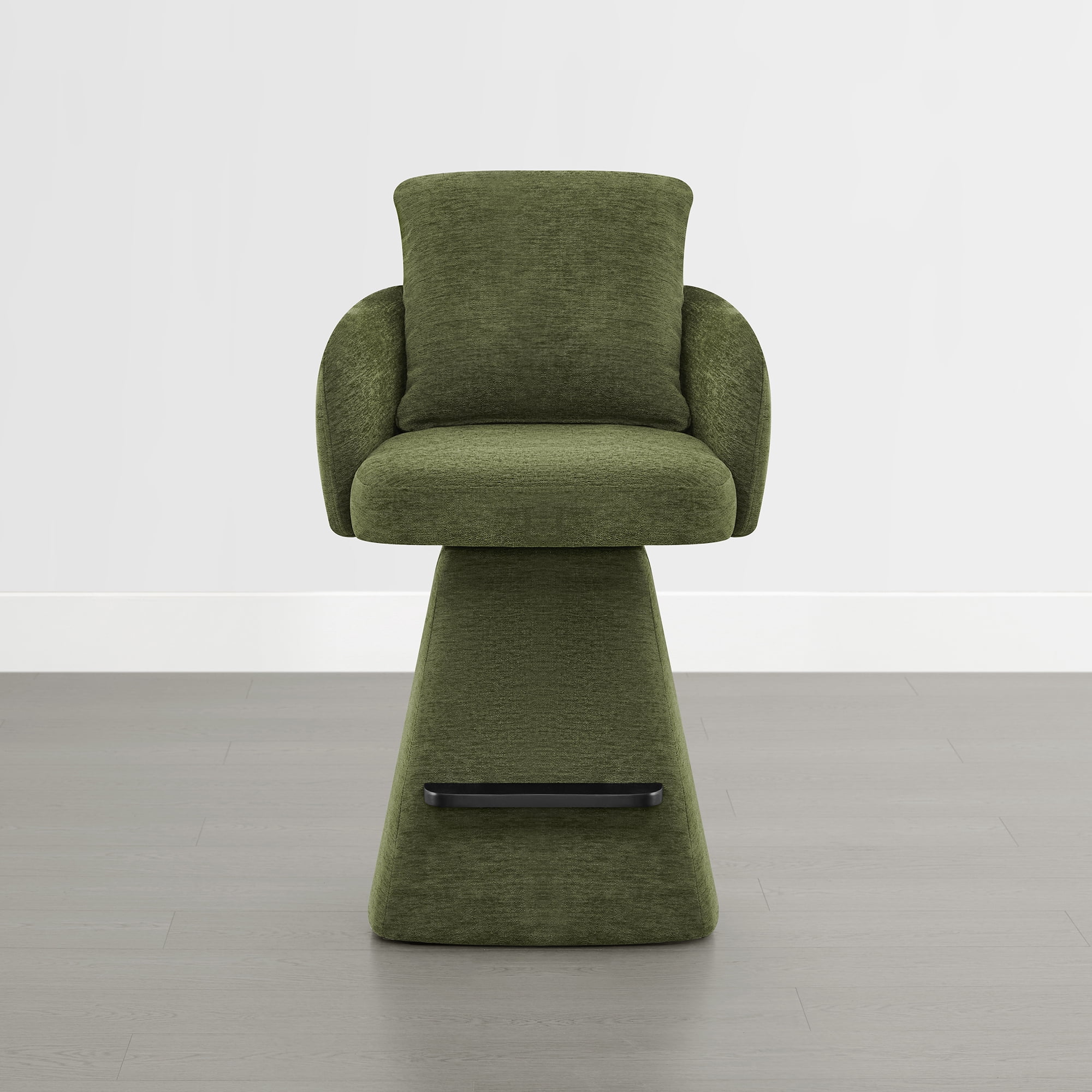 Spruce & Spring 26" Counter Height Swivel Bar Stools with Arms, Upholstered Chenille Seat & Back for Kitchen Island & Home Bar, Green Fabric