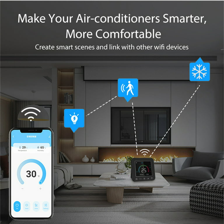 Thermostat LCD Display WiFi Bluetooth-compatible Voice Controller Programmable Timing Electronic Detector - Walmart.com
