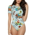 thumbnail image 2 of Goofa Cartoon Car Racing Printed Women Rash Guard Short Sleeve,Tummy control Swimsuit Surfing Swimsuit Bathing Suit One Piece Swimsuit UPF 50-Medium, 2 of 9