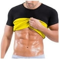 thumbnail image 2 of Odeerbi Mens Bodysuit Sports Sweat Shapewear Tummy Fitness Body Shaper Short Sleeve Vest Top Black, 2 of 9