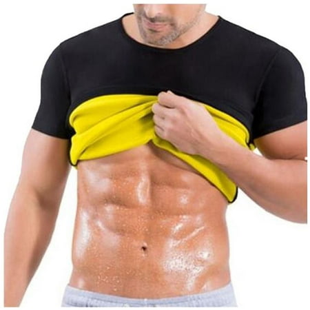 

vbnergoie Men s Sports Sweat Shapewear Tummy Fitness Body Shaper Short Sleeve Vest Top Womens Belly Burning Top Women