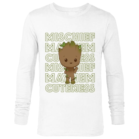 Marvel Studios I Am Groot Mischief Mayhem Cuteness Repeat - Long Sleeve T-Shirt for Men - Customized-White