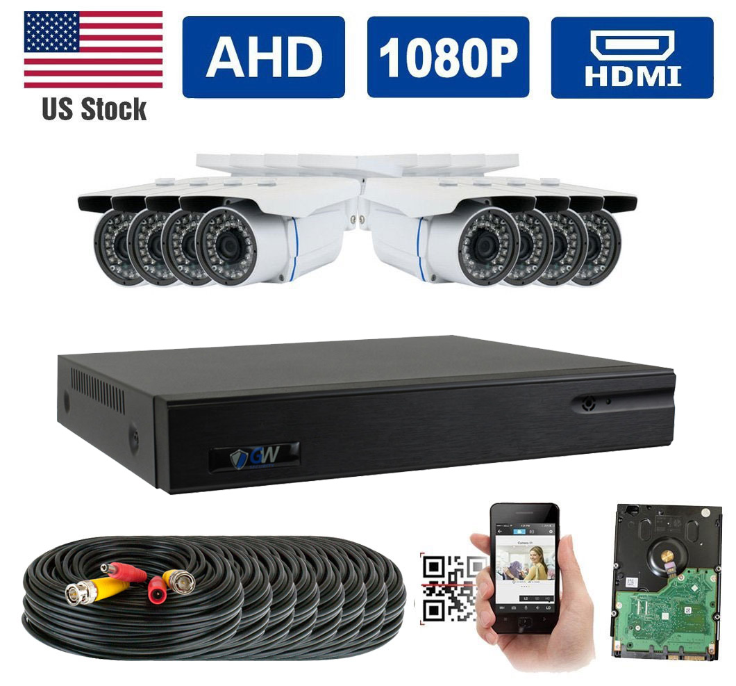 GW Security AHD 8CH 1080P DVR Video Surveillance Camera System 8 1080P