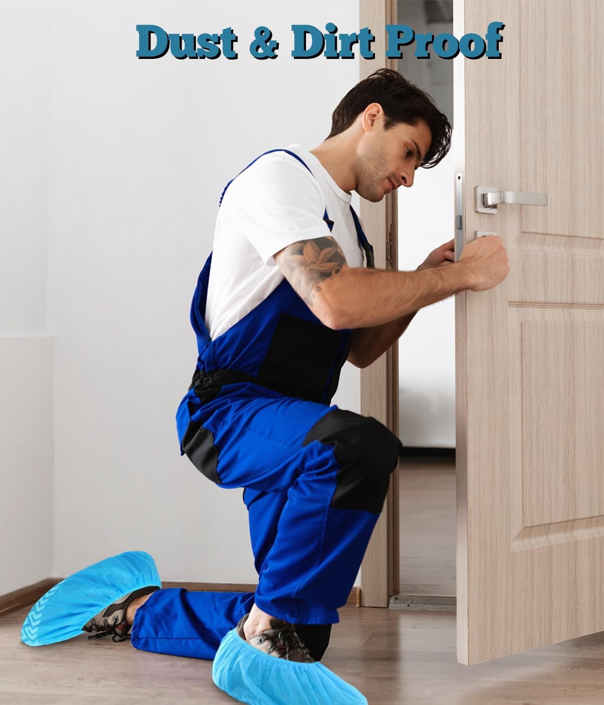 X-Large 200 Pack Breathable Shoe Covers Disposable for Indoors - Reusable Non-Slip Blue Booties, Fits Up to Men’s Size 13, Ideal for Home, Office & Travel, Doubles as Travel Shoe Bags