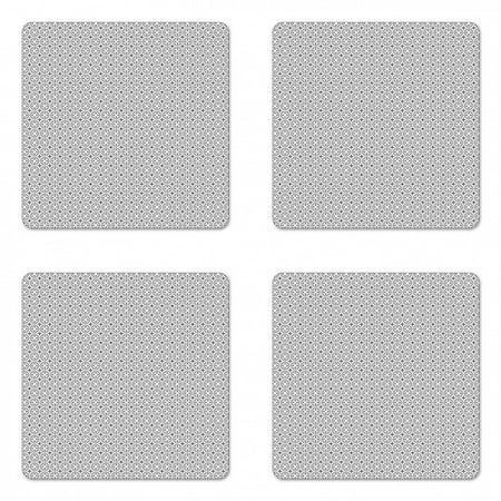 

Abstract Coaster Set of 4 Ornamental Shapes Round Squares and Circles Geometric Layout in Greyscale Square Hardboard Gloss Coasters Standard Size Grey and White by Ambesonne