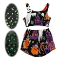 thumbnail image 3 of SAZBJOJN Womens Pajama Sets Halloween Glow In The Dark Pajama Set Flannel Cami Tank Top With Shorts Sleepwear Soft Pajamas for Women Set Halloween Size M Purple, 3 of 5