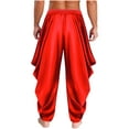 thumbnail image 4 of iiniim Mens Arabian Prince Sets Halloween Costume Open Front Tank Vest with Loose Harem Pants Red 3XL, 4 of 7