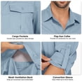 thumbnail image 3 of POENTAB Mens Safari Work Shirts Long Sleeve Hiking Fishing Tops UPF 50+ Quick Dry Camping Travel Button Down Shirt with Pockets, 3 of 9