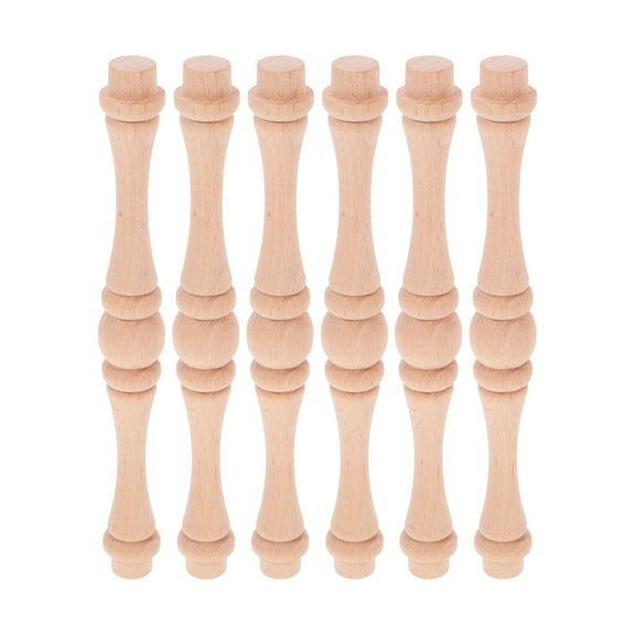 HEANUJJ 6pcs Craft Spindles Balusters Khaki Wood Decorative For Home Decor