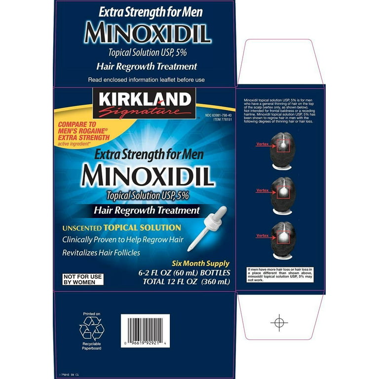 6 MONTHS KIRKLAND DROPS GENERIC MINOXIDIL 5% MENS HAIR LOSS REGROWTH TREATMENT