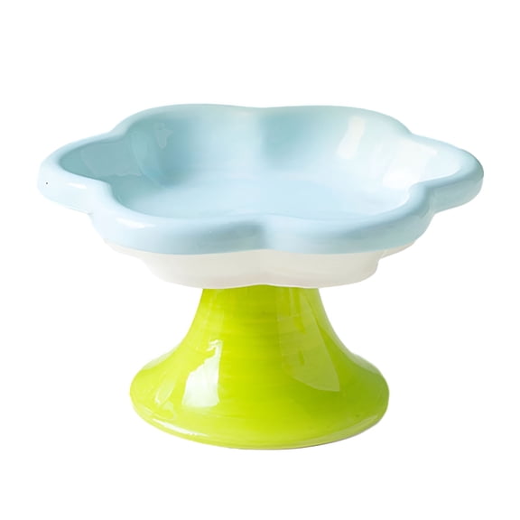 ACDANC Ceramic Raised Cat Bowl,Elevated Cat Food Bowls for Food and Water Protecting Spine and Whisker Friendly,Flower Shape Cute Cat Feeder Dish for Indoor Cats and Small Dogs