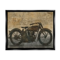 Stupell Industries Vintage Motorcycle Collage Transportation Painting Black Floater Framed Art Print Wall Art, 21 x 17