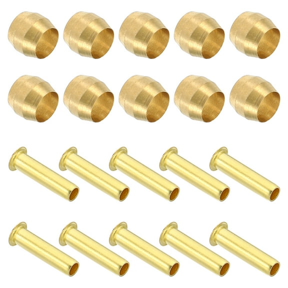 Uxcell 80Pcs 4mm ID x 4mm OD Hose Tube Brass Ferrule Brass Compression Insert Fitting Assortment Kit