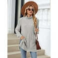 thumbnail image 5 of Long Sleeve Shirts for Women High Neck Casual Tunic Tops Light Gray XL, 5 of 8