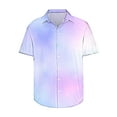 thumbnail image 4 of Yanghang Tops Men Breathable Men's T-Shirt Men's Gradient Printing Button Casual Short Sleeve Turndown Collar Blouse Shirt Summer Shirts For Men, 4 of 5
