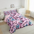 thumbnail image 3 of Manfei Butterfly Comforter Sets Queen Size,Multicolor Butterflies Comforters & Duvets,Pink Blue Bedding Queen Comforter Set,Lightweight Room Decoration Reversible,3-Piece, 3 of 8