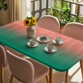 thumbnail image 3 of Red Green Ombre Table Cloths for 4 Foot Rectangle Tables, Modern Art Gradient Orange Patio Waterproof Elastic Fitted Tablecloths, Washable Rectangular Table Cover for Camping, 3 of 8