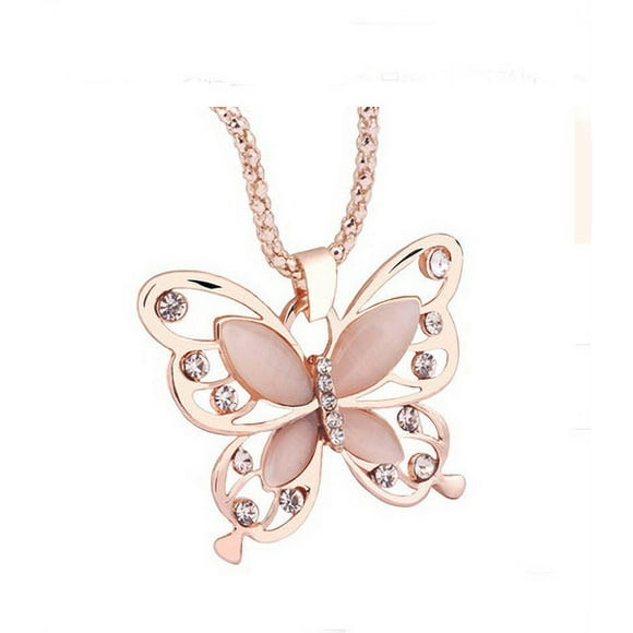 TopLLC Necklaces & Pendants Fashion Womens Lady Rose Gold Opal Pendant Necklace Sweater Chain Hot Necklace