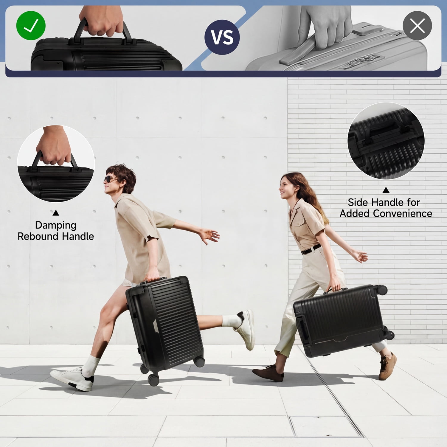 New York Xpress 20" Zipperless Carry-on Luggage Hardside Suitcase with Double TSA Lock & Aluminum Frame, Black - AL1377