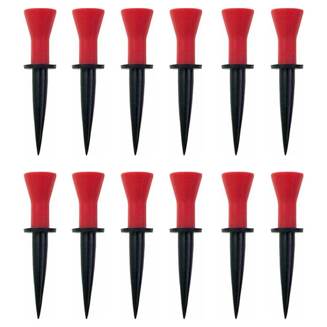 Paquete de 12 tees de golf Sonducket Soporte de pelota profesional de plástico para práctica en interiores y exteriores Golf Rojo 76 mm