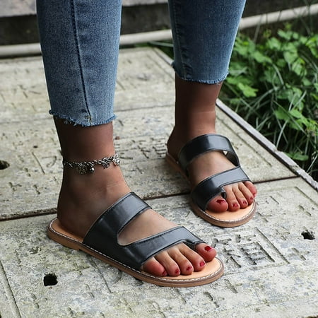 

Christmas Leisure Roman Style Women s Solid Color Summer Non Slip Slip On Flat Beach Open Toe Breathable Sandals Shoes Slippers