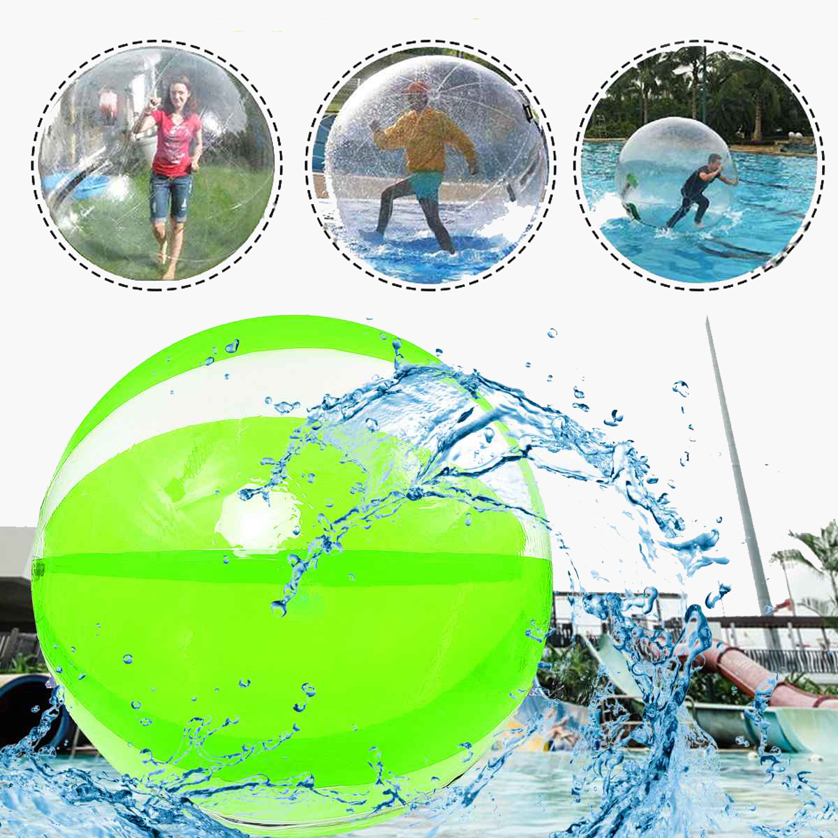 5ft / 6ft / 6.6ft Green Water Walking Ball PVC Inflatable Water Walking