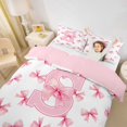 thumbnail image 2 of Erosebridal Letter S Queen Duvet Cover Set,Pink Girly Bowknot,Reversible,3-Piece, 2 of 6