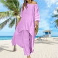 thumbnail image 4 of 2pcs/set Loose Solid Two Piece Sets Loose Pants Suit for Shopping (Blue S), 4 of 7