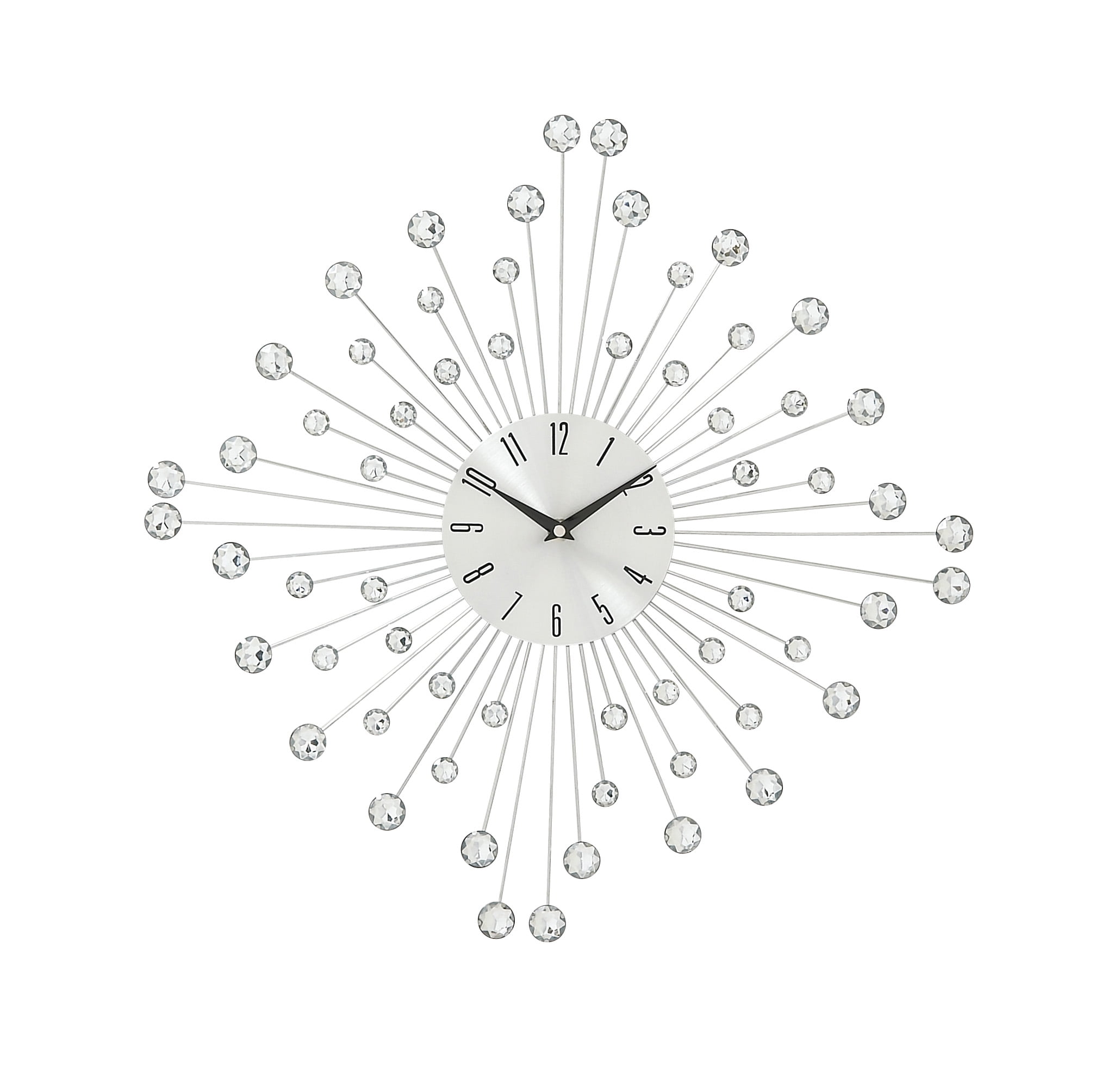 Decmode 19” Silver Retro Style Starburst Metal Wall Clock w/ Faux