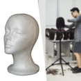 thumbnail image 6 of TOOYFUL Mannequin Head Man's Head Display Stand Easily to Carry Stable Round Base Foam Head for Headset Shop Salon Commercial C, 6 of 9