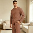 thumbnail image 5 of HAJWOH Mens Pajama Set Long Sleeve Soft Sleepwear with Pocketsand Elastic Drawstring, Comfortable Loungewear for Sleeping, 5 of 5