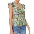 thumbnail image 4 of Nlife Women Floral Print V Neck Ruffle Short Sleeve Blouse, 4 of 7