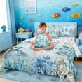thumbnail image 3 of Manfei Watercolor Underwater Letter H Axolotl Sea Turtle Bedding Comforter Set for Kids Boys and Girls, Nautical Alphabet Print Queen Bedding Sets, Stars Reversible 7-Piece, 3 of 6