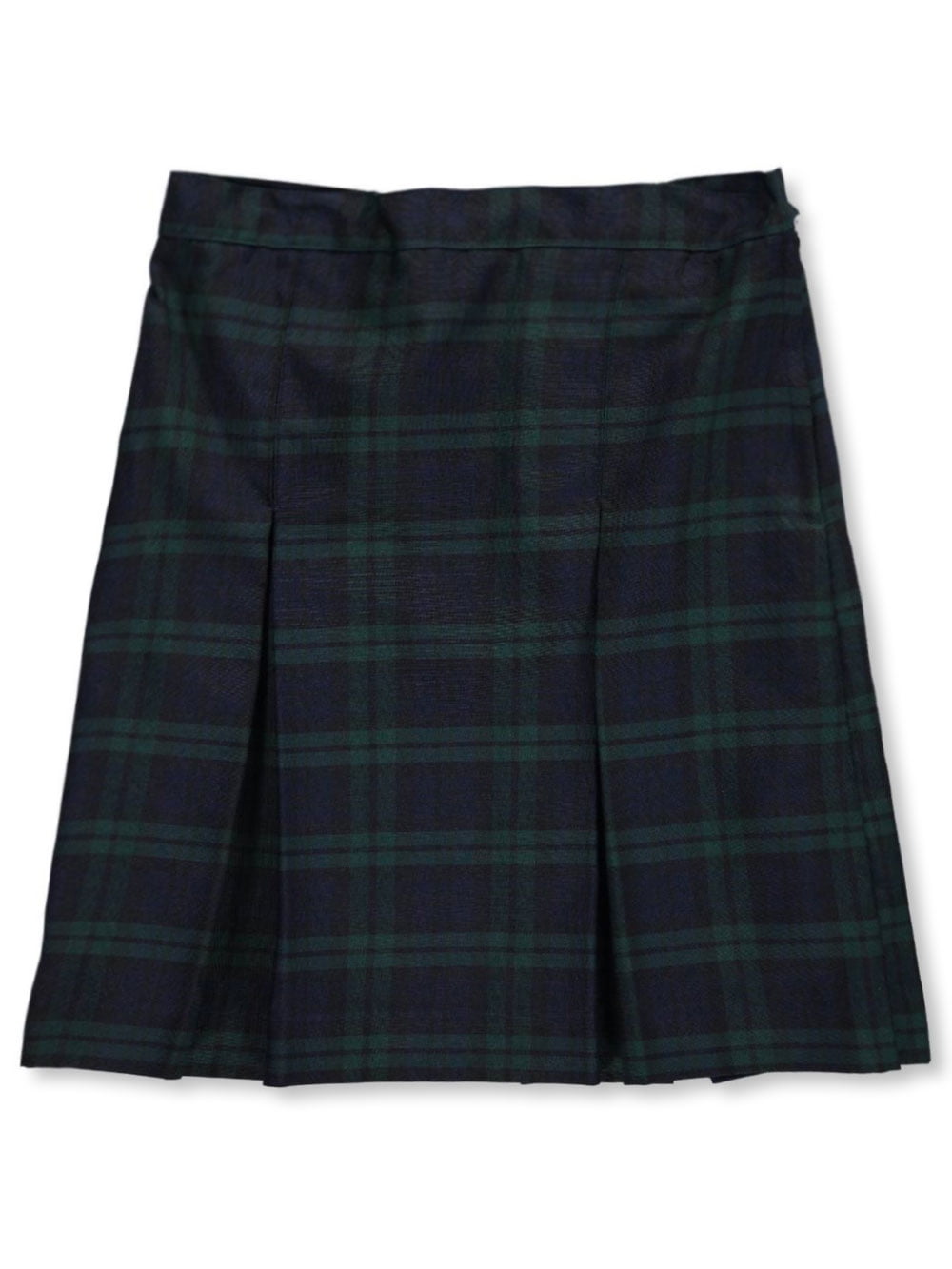 navy and green pleated skirt