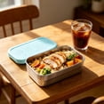 thumbnail image 4 of Lunch Bento Boîte à en Acier Inoxydable avec Couvercle en Silicone, Contenant de Rangement Alimentaire Réutilisable et Étanche pour la Préparation des Repas, 16 x 11,5 x 5,6 cm, Bleu/ Rose/ Violet/orange, Lot de 1, 4 of 6