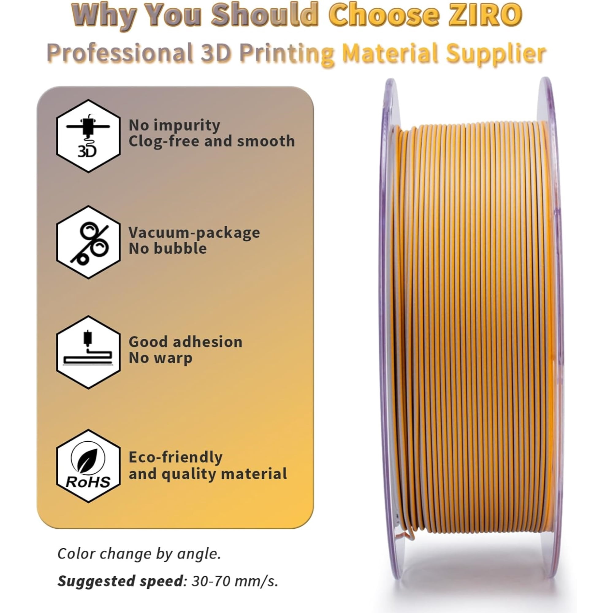 Ziro 3D Tri-Color Matte PLA 1.75mm 1kg, Desert