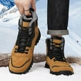 thumbnail image 6 of Men's Snow Boots Winter Warm Fur Lining Casual Fashion Comfort Outdoor Walking Hiking TPR Non-Slip Sole Lace Up Boots Brown 7 US, 6 of 7