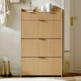 thumbnail image 4 of Ataucjin Shoe Cabinet with 3 Flip Drawers, Hidden Slim Narrow Shoe Storage Cabinet for Entryway, Farmhouse Fluted Shoe Organizer with 2 Drawers, Modern Large Freestanding Shoe Rack for Hallway,Foyer, 4 of 9