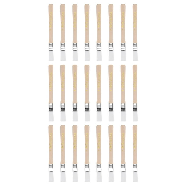 Uxcell 24Pcs 5.3" Pincel de pintura 0.5" de ancho con cerdas de nylon suave y mango de madera para paredes, armarios, cercas blancas