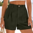 thumbnail image 6 of Tauxra High Waist Shorts for Women, Linen Blend Loose Fit Casual Summer Bottoms with Pockets, Solid Straight Leg, S to XL, 6 of 6