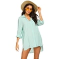 thumbnail image 5 of EKOUAER Women's Beach Bikini Cover-up Long Roll-up Sleeve Beach Shirt Bathing Suit Cover Up, 5 of 6