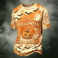 thumbnail image 4 of YNGKMEA Men's Halloween T Shirt Short Sleeve Pumpkin Skeleton Graphic T-Shirts Crew Neck Casual Summer Shirts, 4 of 4