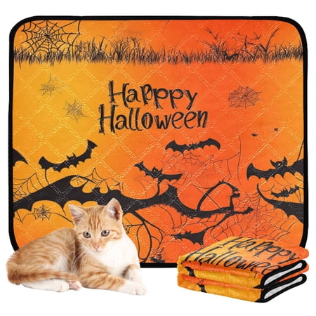Washable Pet Pee Pads with Super Absorbent Reusable Training Pads for Dogs & Cats Halloween Background with Bats